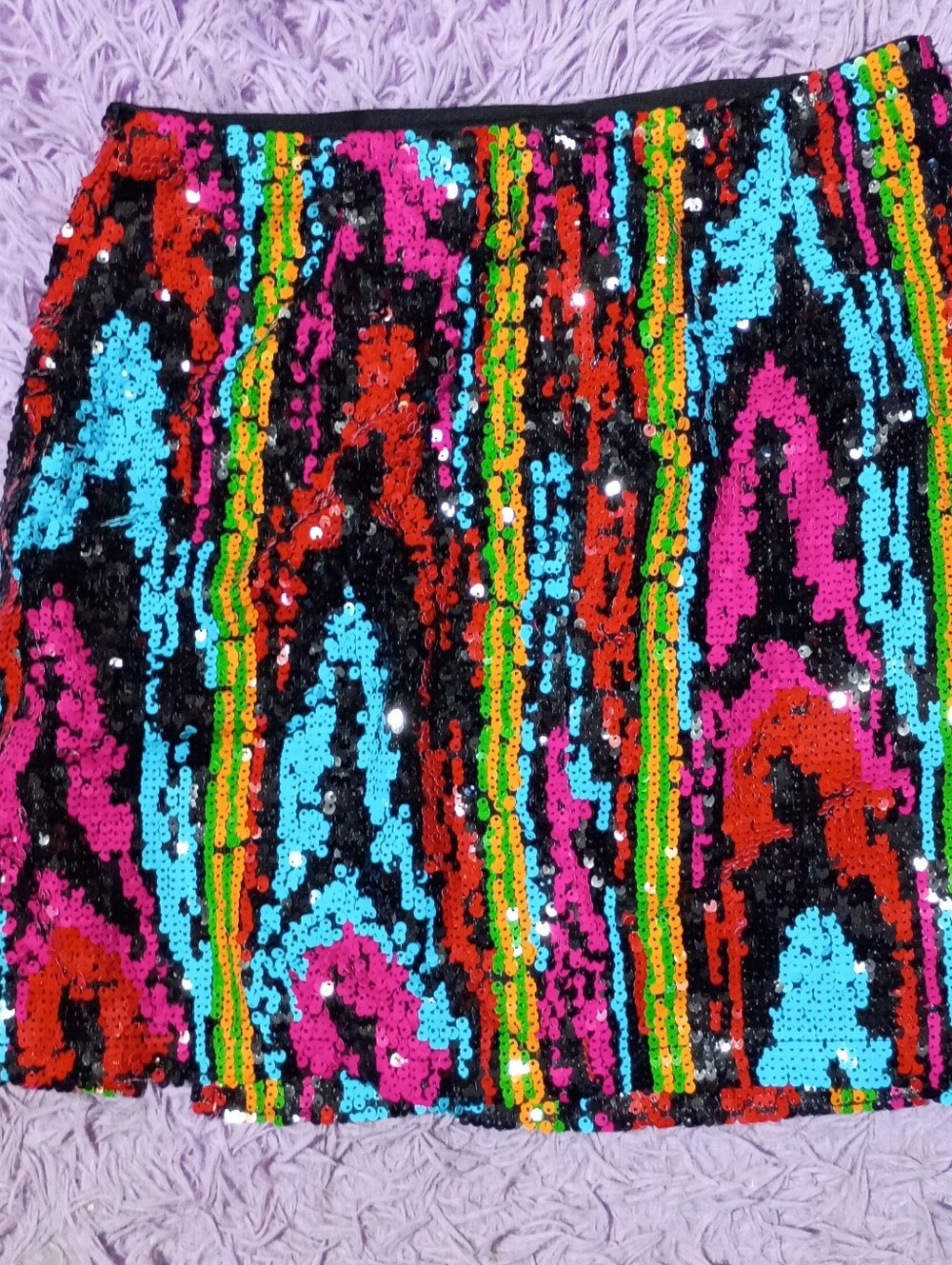Multicolor Sequin Mini Skirt - Vibrant Pattern